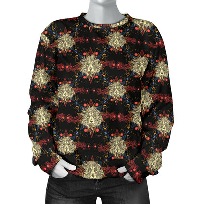 Zodiac Leo Pattern Design Print Women Long Sleeve Sweatshirt