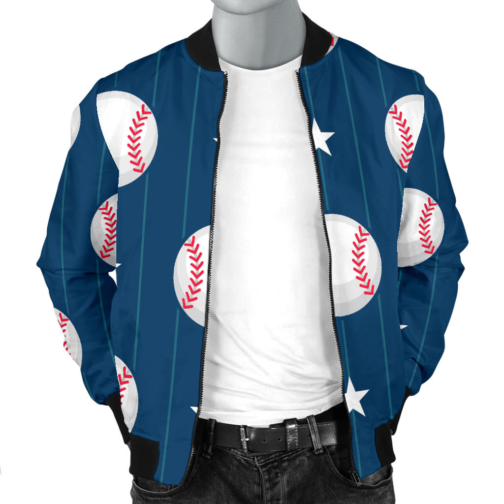 Baseball Star Print Pattern Men Bomber Jacket