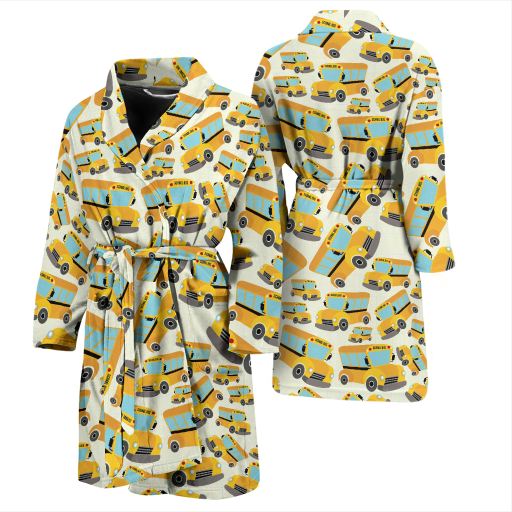 School Bus Print Design LKS301 Men Bathrobe
