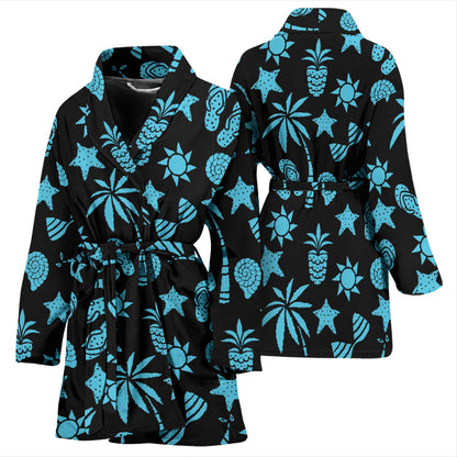 Beach Scene Pattern Print Design 03 Women Bathrobe