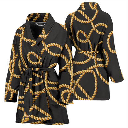 Rope Pattern Print Design A04 Women Bathrobe