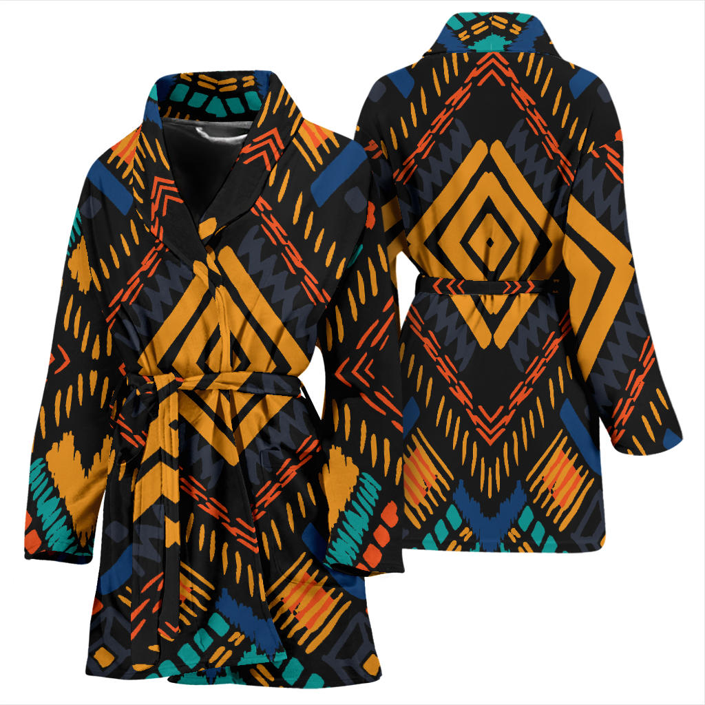 Kente Pattern Print Design 05 Women Bathrobe