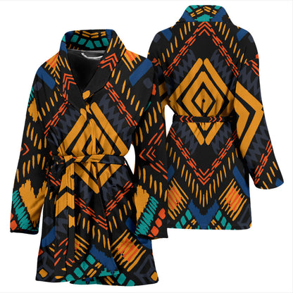 Kente Pattern Print Design 05 Women Bathrobe