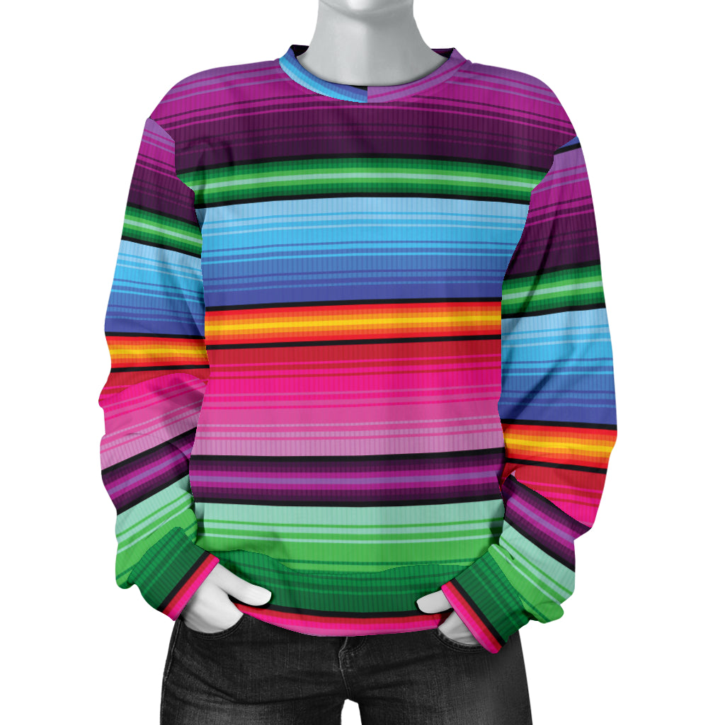 Mexican Blanket Colorful Print Pattern Women Long Sleeve Sweatshirt