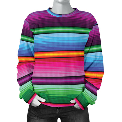Mexican Blanket Colorful Print Pattern Women Long Sleeve Sweatshirt
