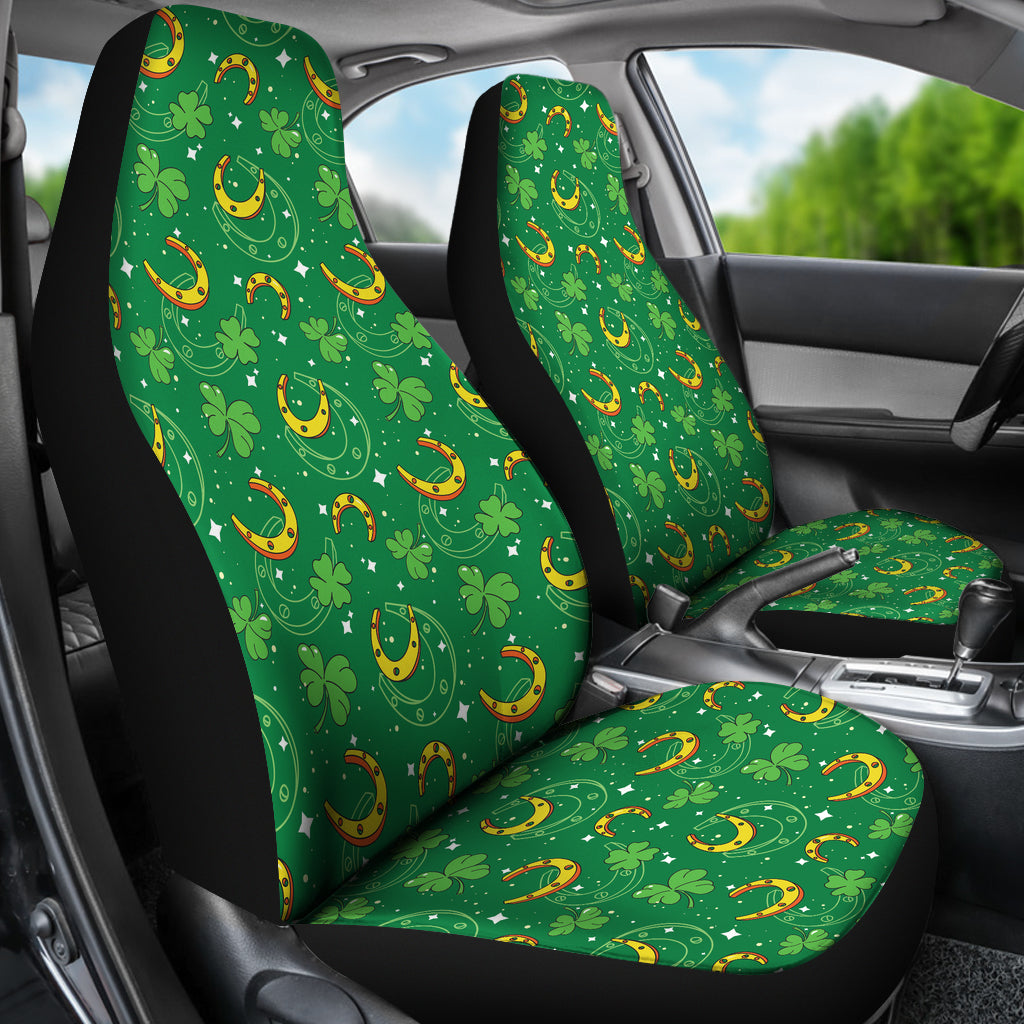 Shamrock With Horse Shoes Print Design LKS305 Car Seat Covers