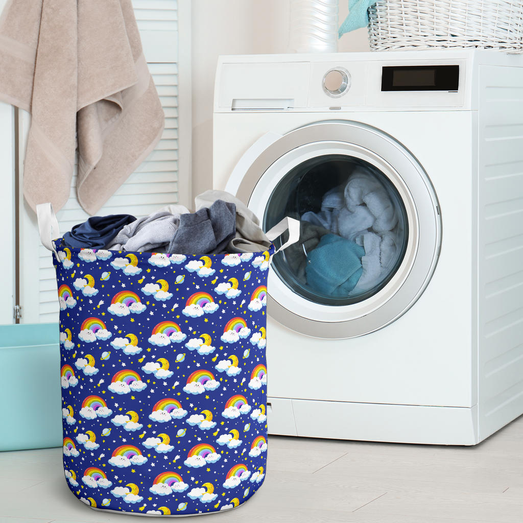 Rainbow Space Design Print Laundry Basket