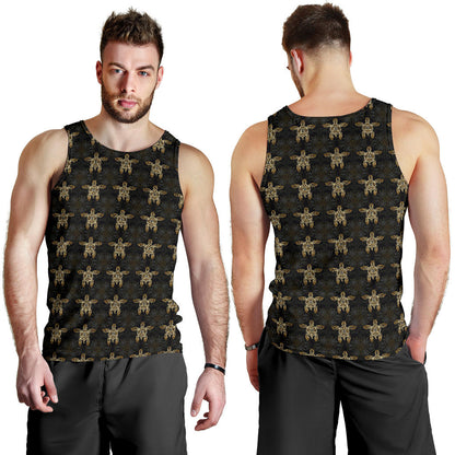 Gold Tribal Turtle Polynesian Design Men Tank Top