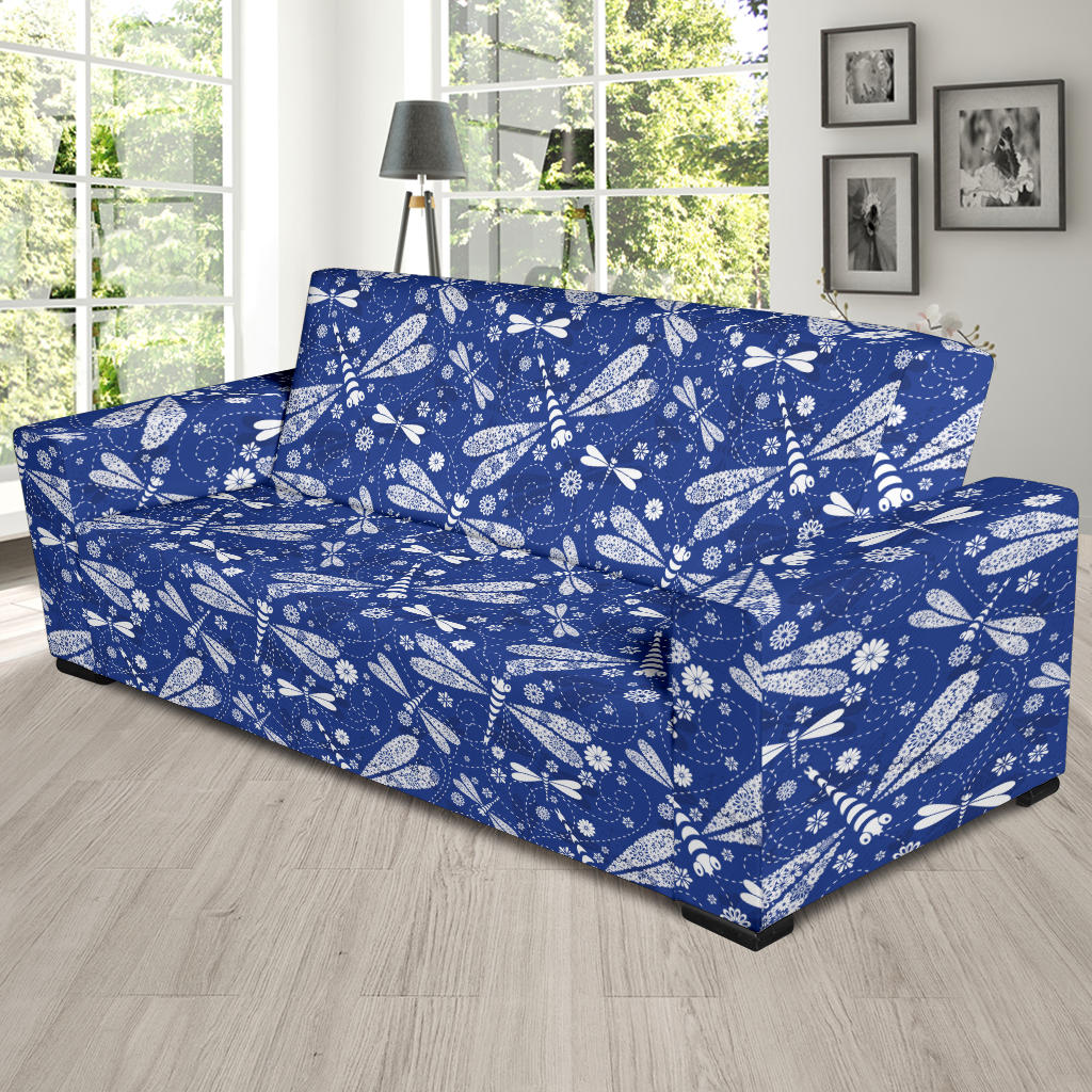 Dragonfly Pattern Print Design 03 Sofa Slipcover
