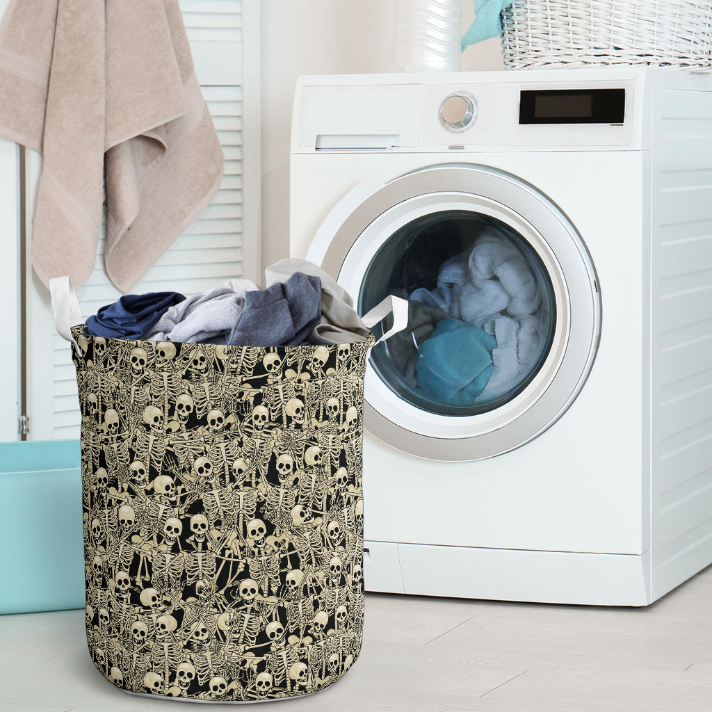 Skeleton Design Print Laundry Basket