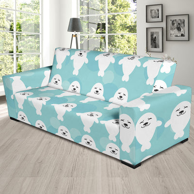 Sea Lion Baby Pattern Print Design 01 Sofa Slipcover