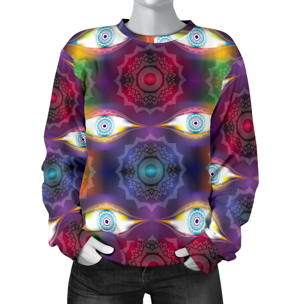 Chakra Eye Print Pattern Women Long Sleeve Sweatshirt