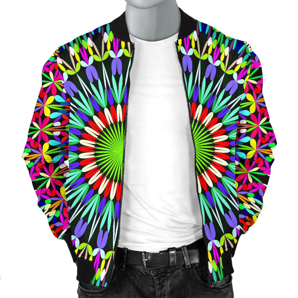 Bohemian Colorful Style Print Men Bomber Jacket