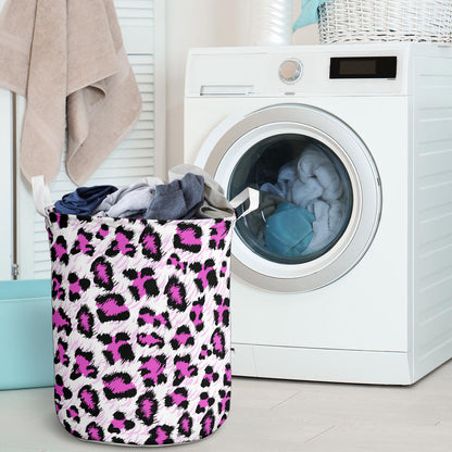Leopard Pink Skin Print Laundry Basket