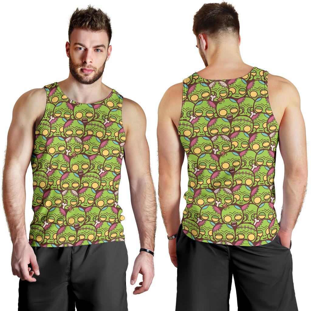 Zombie Head Design Pattern Print Men Tank Top