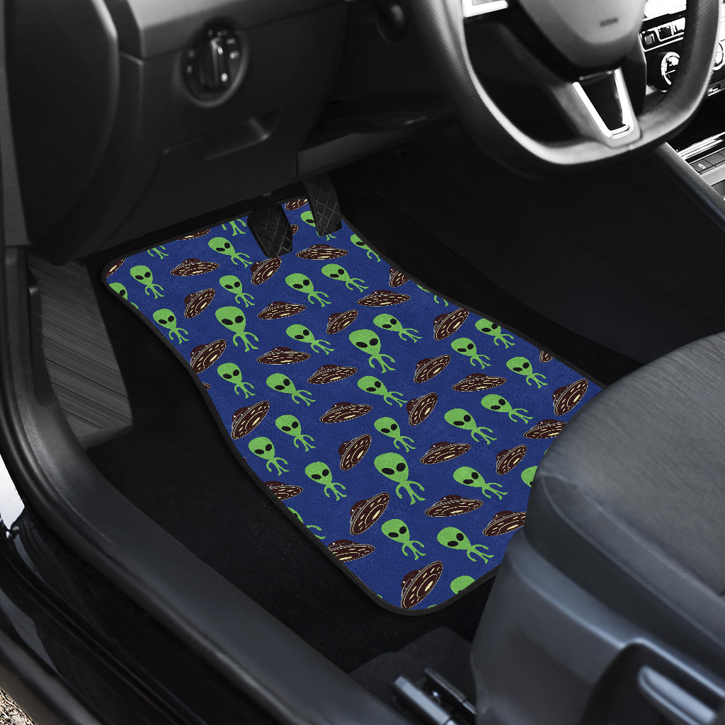 Alien Green UFO Pattern Car Floor Mats Front Back