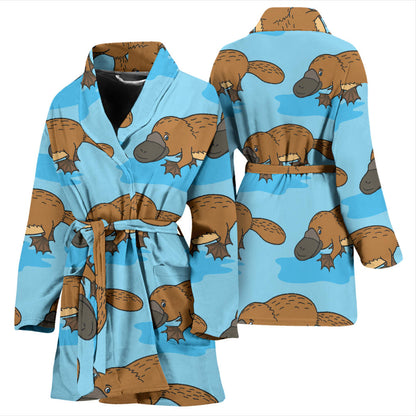 Platypus Pattern Print Design A02 Women Bathrobe