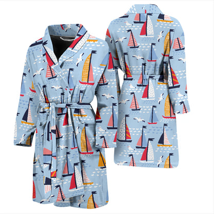Sailboat Print Design LKS304 Men Bathrobe