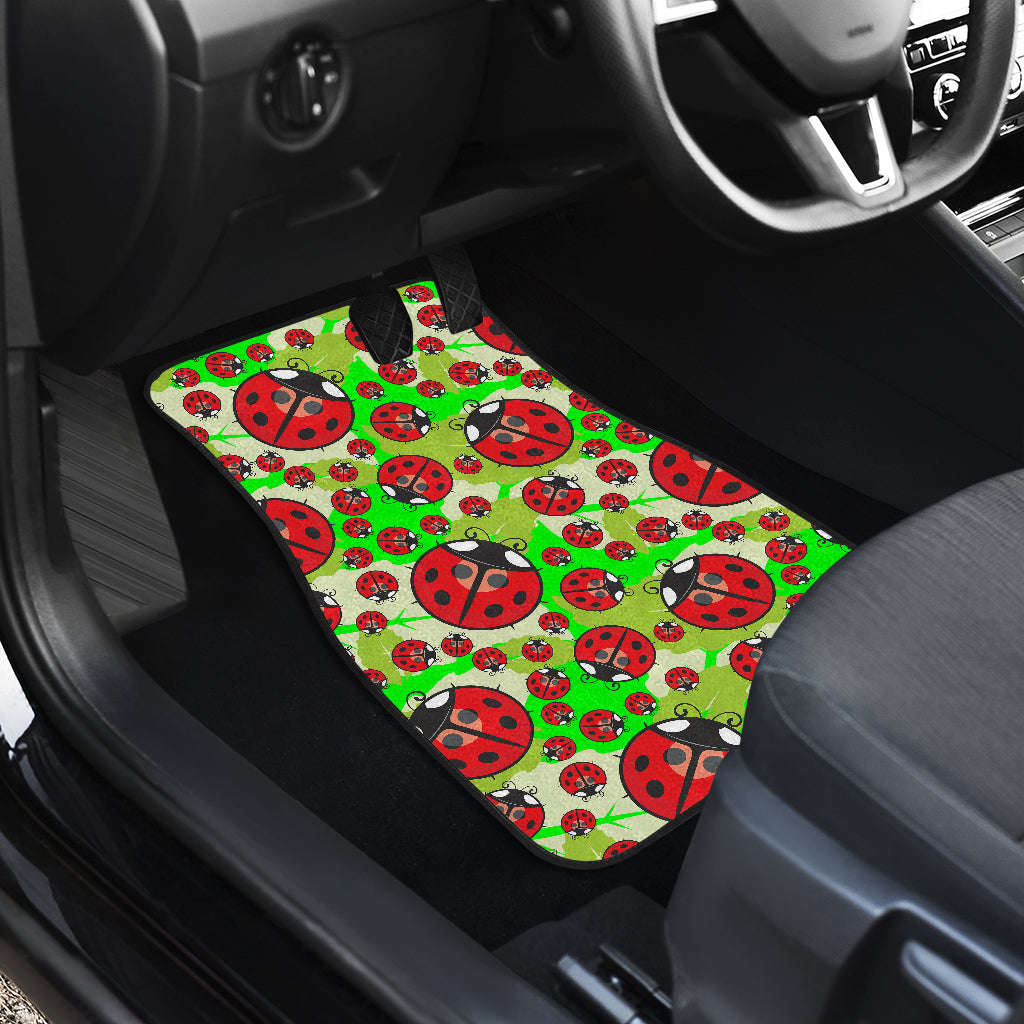 Ladybug with Leaf Print Pattern Car Floor Mats Front Back