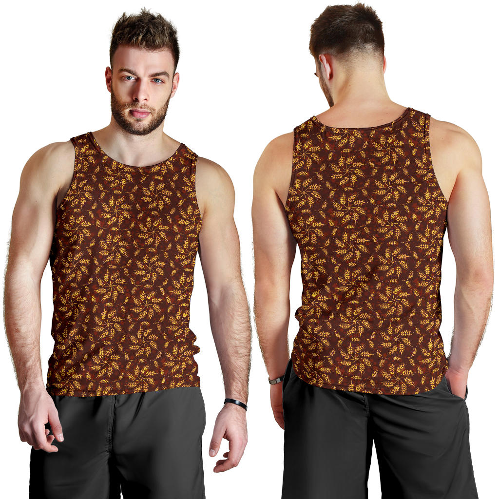 Agricultural Brown Wheat Print Pattern Men Tank Top