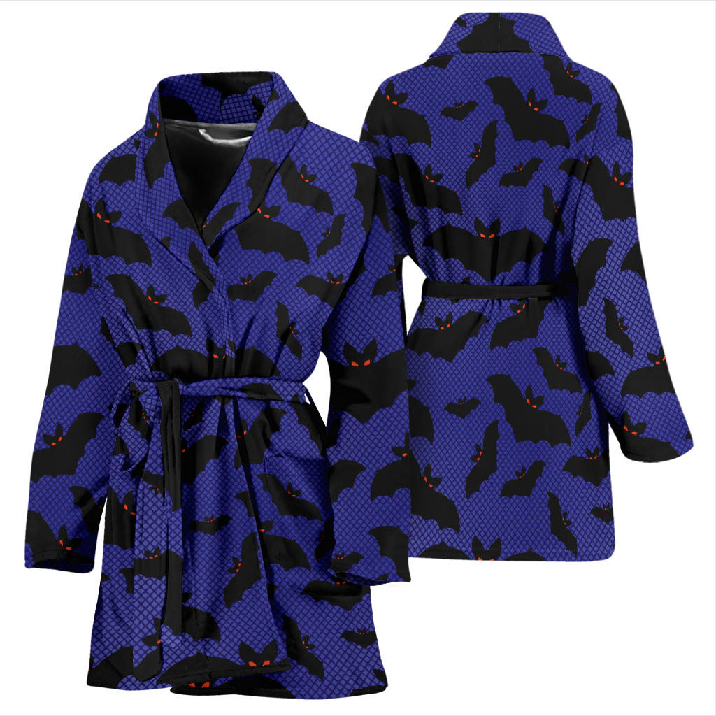 Bat Halloween Pattern Print Design 02 Women Bathrobe