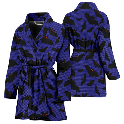 Bat Halloween Pattern Print Design 02 Women Bathrobe