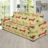 Dachshund Pattern Print Design 06 Sofa Slipcover