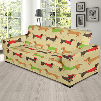 Dachshund Pattern Print Design 06 Sofa Slipcover