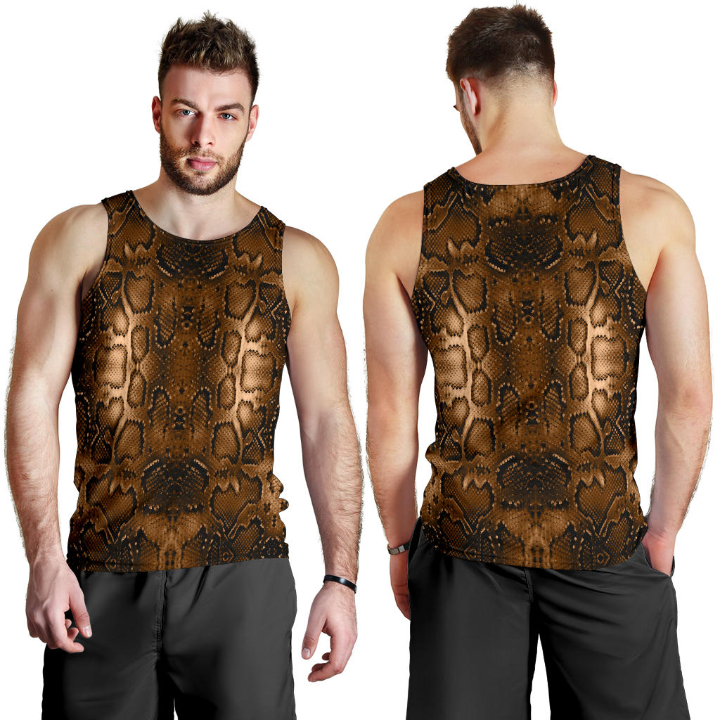 Snake Skin Brown Print Men Tank Top