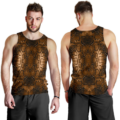 Snake Skin Brown Print Men Tank Top