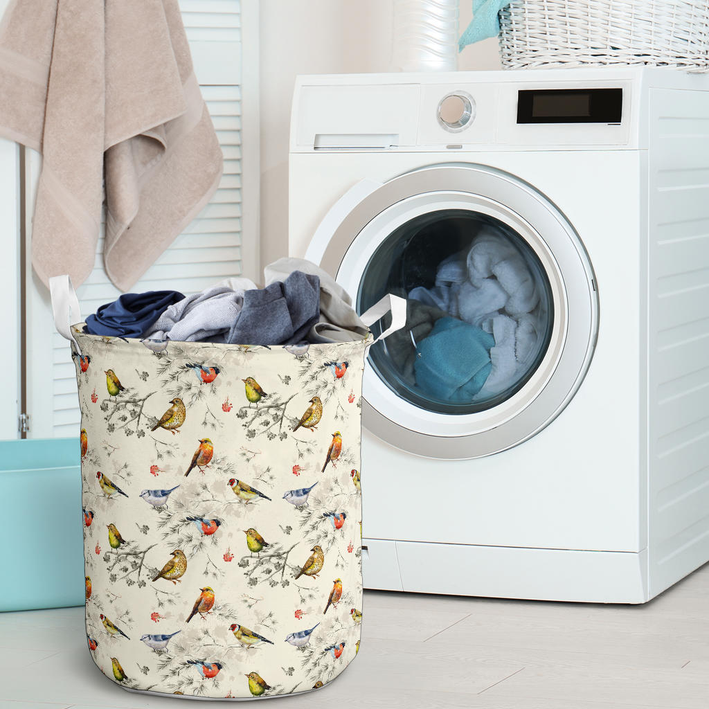 Bird Watercolor Design Pattern Laundry Basket