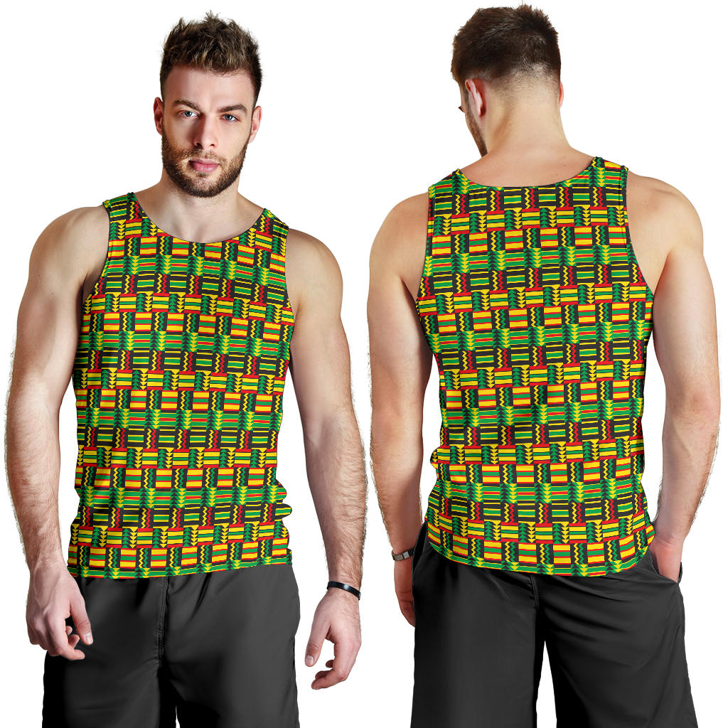 African Zip Zag Print Pattern Men Tank Top