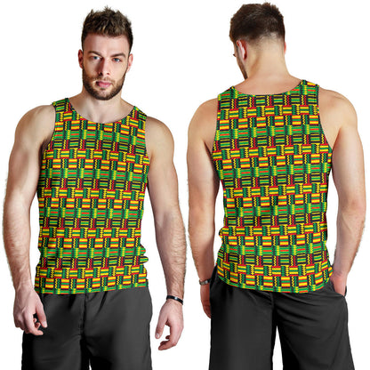 African Zip Zag Print Pattern Men Tank Top
