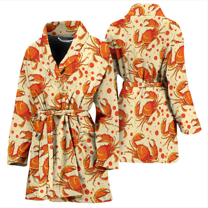 Crab Pattern Print Design 01 Women Bathrobe