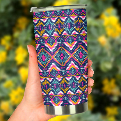 Indian Navajo Pink Themed Design Print Tumbler