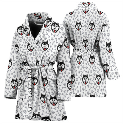 Siberian Huskies Print Design LKS305 Women Bathrobe