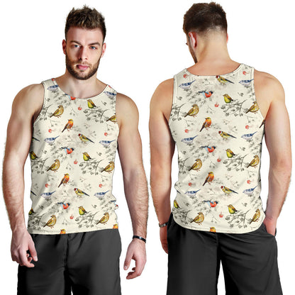 Bird Watercolor Design Pattern Men Tank Top