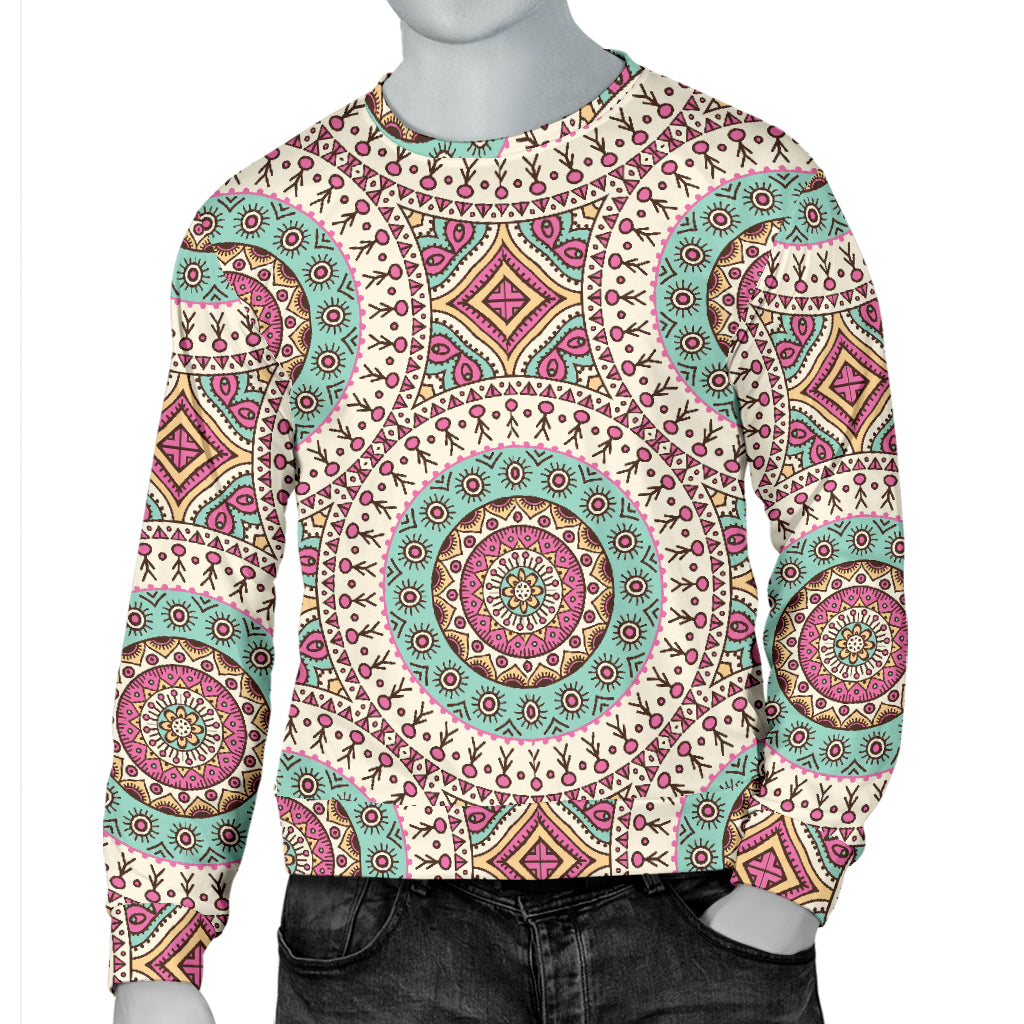 Bohemian Round Style Print Men Long Sleeve Sweatshirt