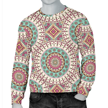 Bohemian Round Style Print Men Long Sleeve Sweatshirt