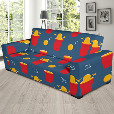 Beer Pong Pattern Print Design 02 Sofa Slipcover