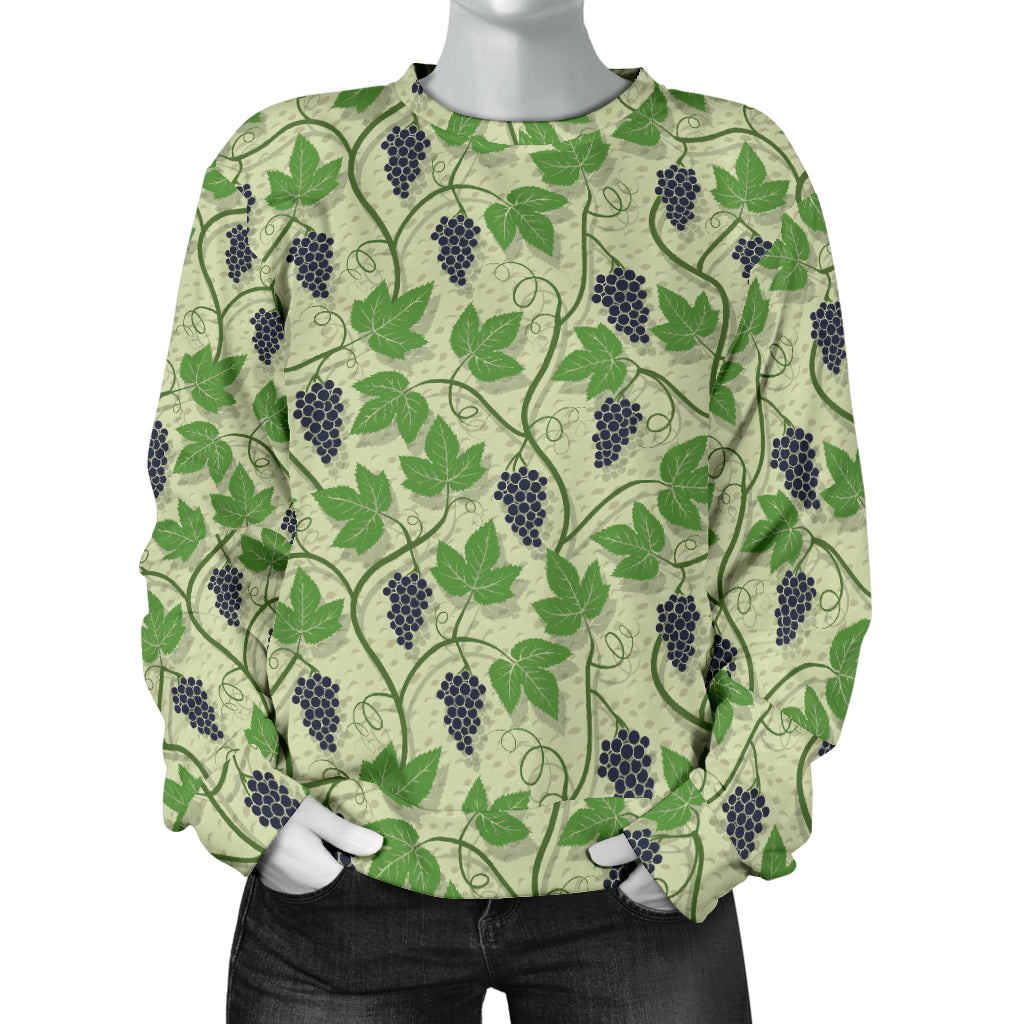 Wine Grape Thmed Print Women Long Sleeve Sweatshirt