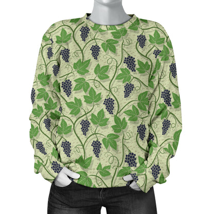 Wine Grape Thmed Print Women Long Sleeve Sweatshirt
