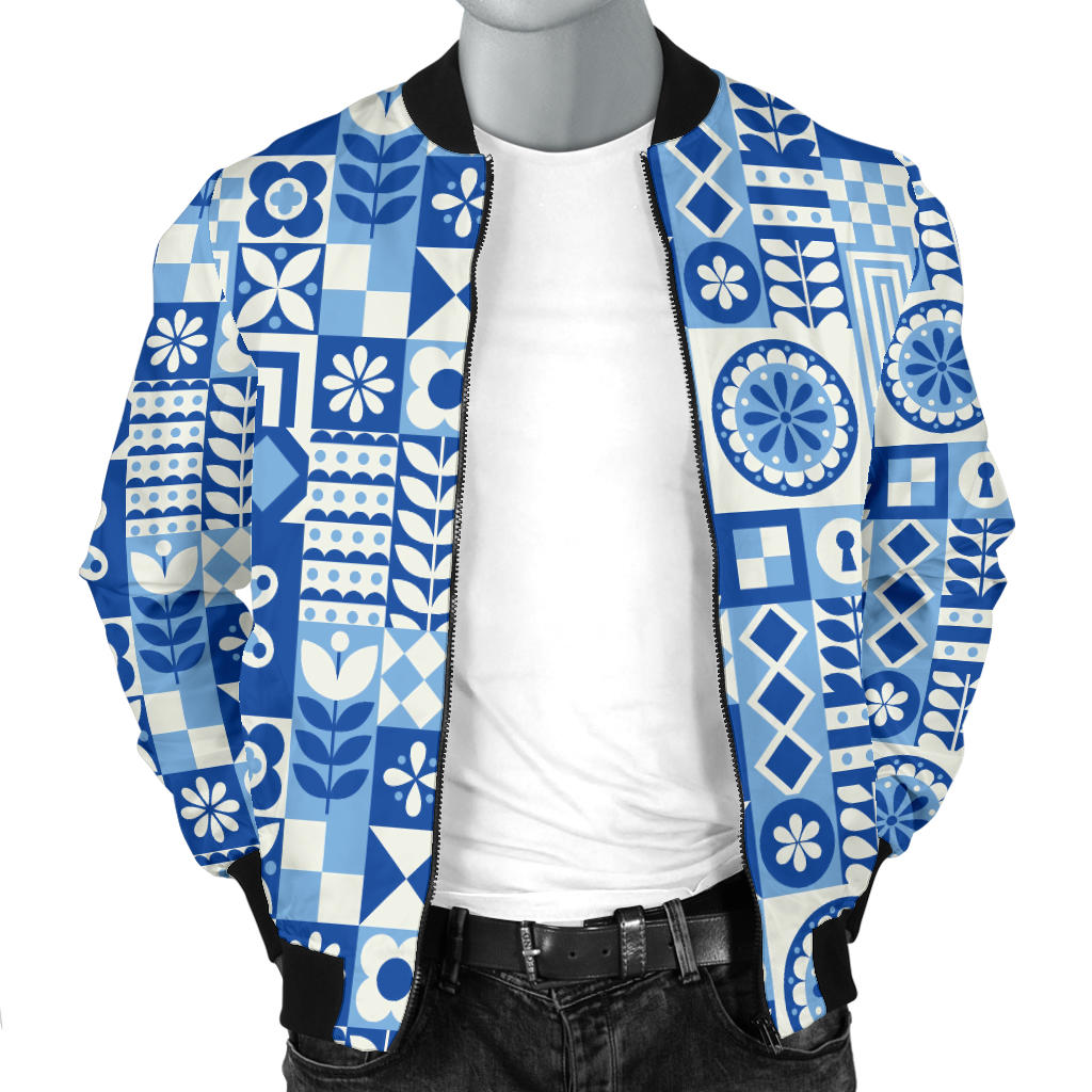 Swedish Print Pattern Men Bomber Jacket