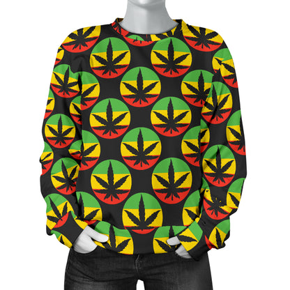 Rasta Reggae Color Design Women Long Sleeve Sweatshirt