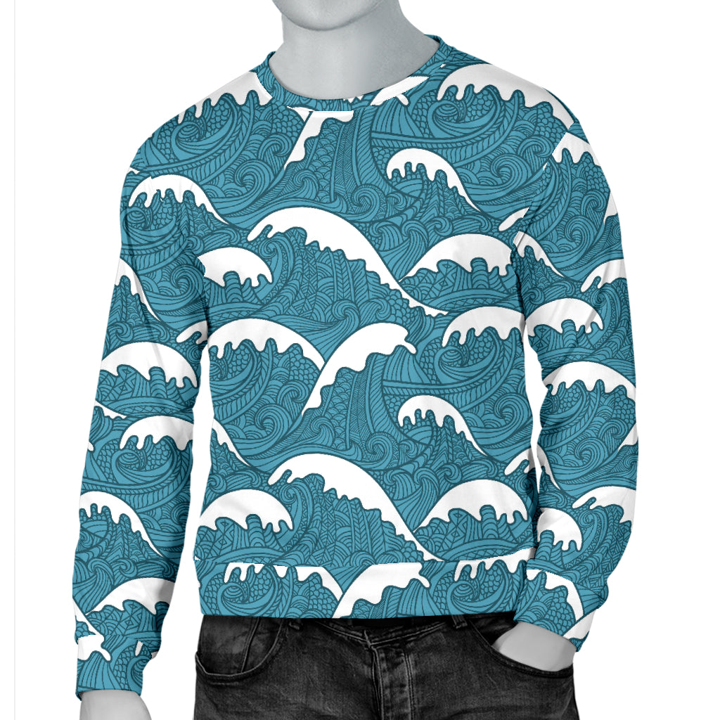 Surf Wave Tribal Design Men Long Sleeve Sweatshirt