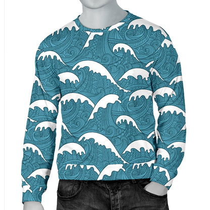 Surf Wave Tribal Design Men Long Sleeve Sweatshirt