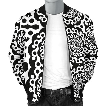 Yin Yang Spiral Design Print Men Bomber Jacket