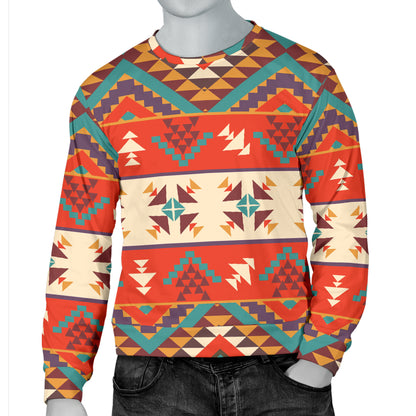 Aztec Red Print Pattern Men Long Sleeve Sweatshirt
