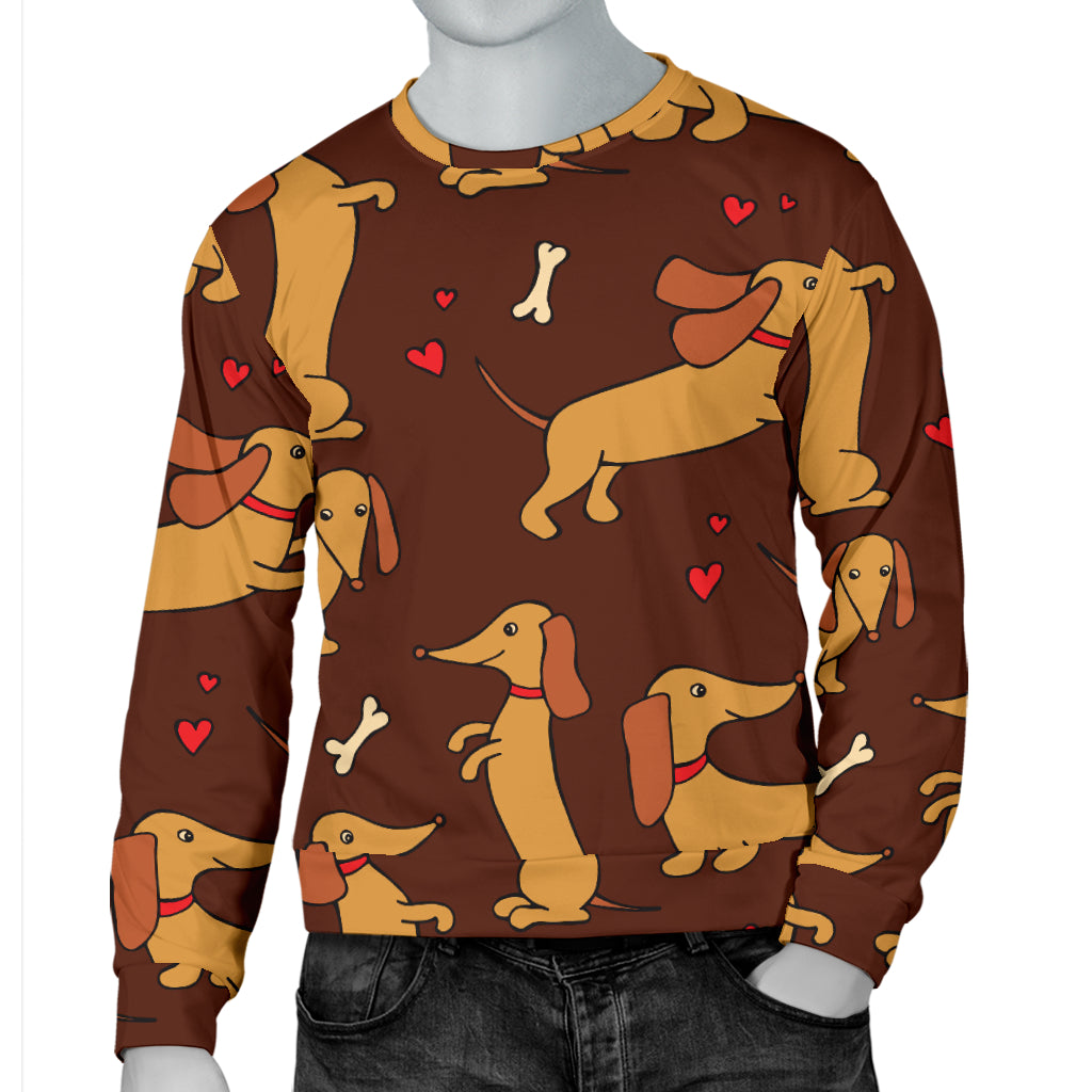 Dachshund Happy Print Pattern Men Long Sleeve Sweatshirt