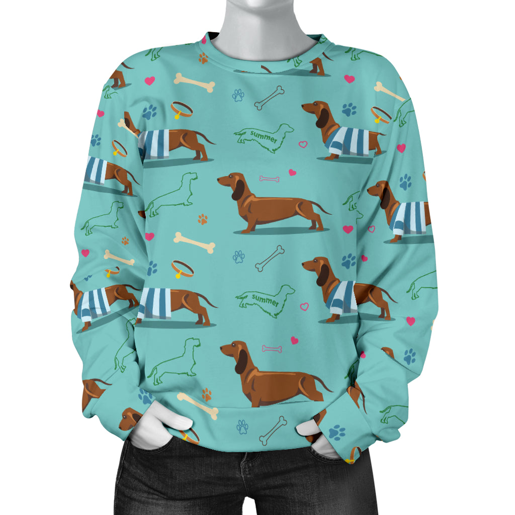 Dachshund Paw Decorative Print Pattern Women Long Sleeve Sweatshirt